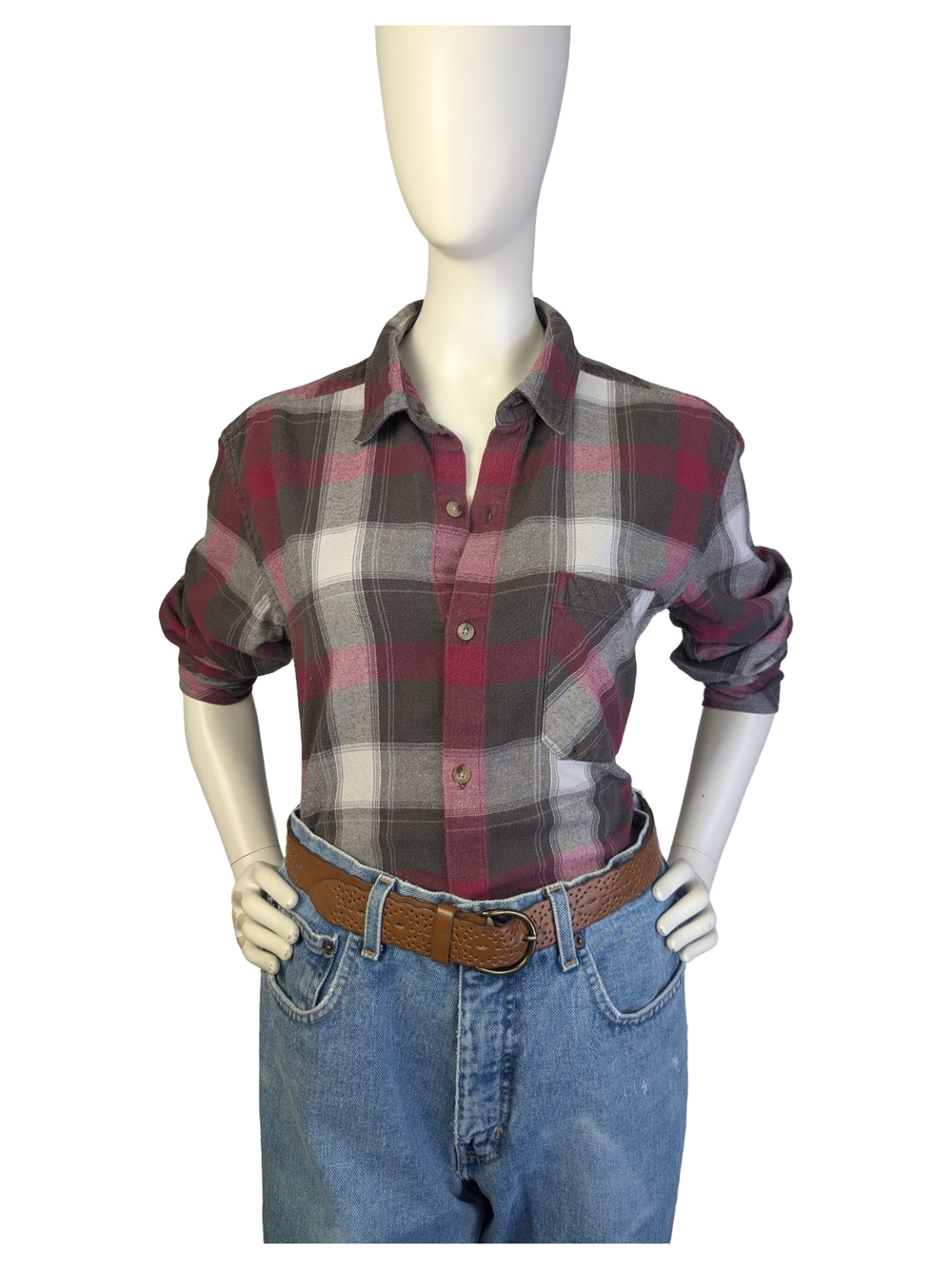 TNA Boyfriend Fit Plaid Flannel Shirt | 100% Cotton Oversized Aritzia | Small